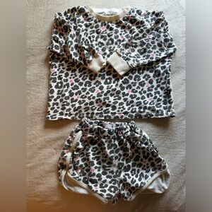 Petite Hailey Sweatshirt Shorts Set Leopard White 4T